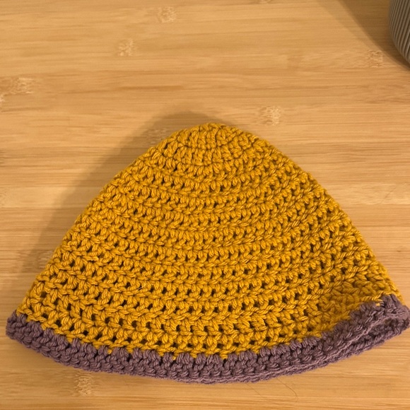 Handmade Stylish Mustard and Purple Crochet Beanie women’s Hats - Picture 2 of 4